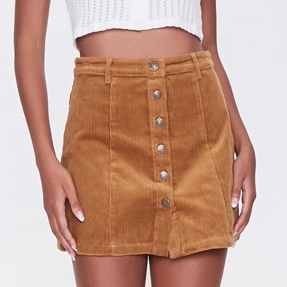 Forever 21 Corduroy Button Front Mini Skirt Size M - Picture 1 of 6